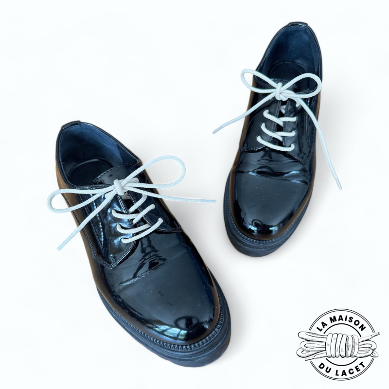 1 paire de lacets en coton ciré rond imperméables - couleur blanc