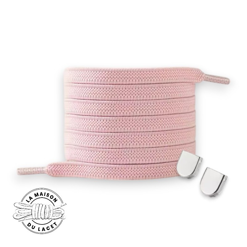 1 paire de lacets élastiques avec boucle fixe - couleur rose