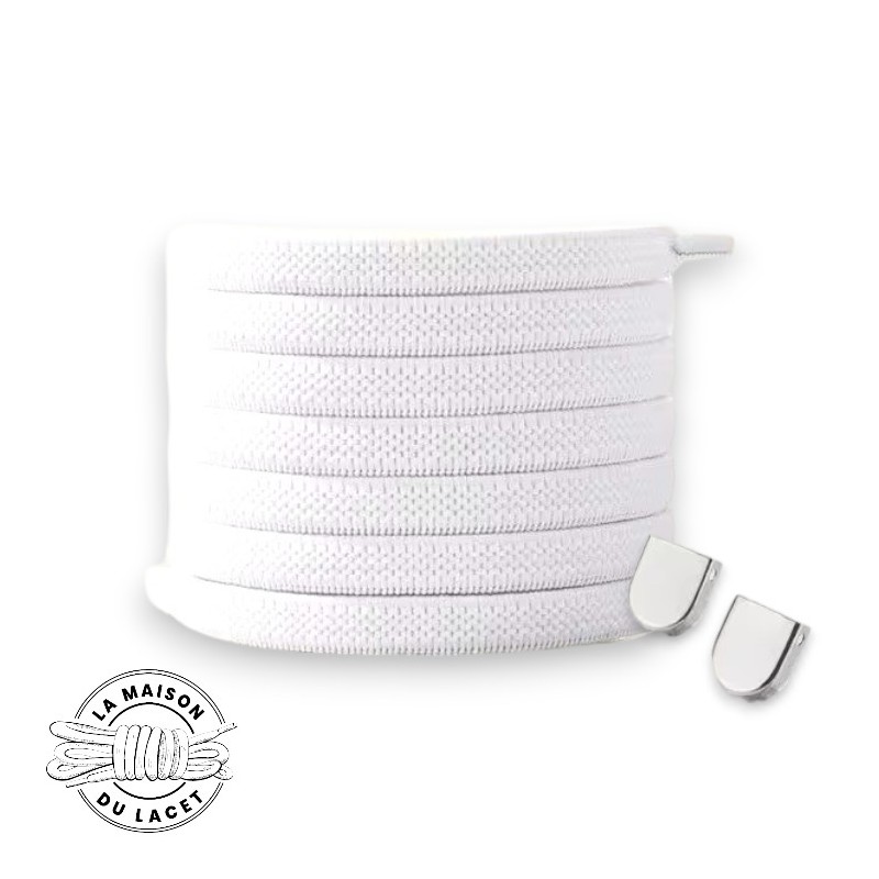 1 paire de lacets élastiques avec boucle fixe - couleur blanc