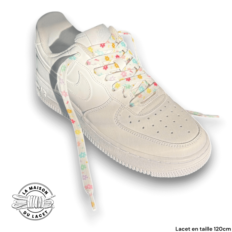 1 paire de lacets plats fleurs (pâquerettes) - multicolore