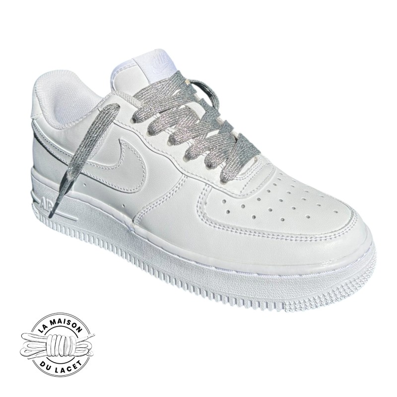 1 paire de lacets paillettes argenté | LMDL