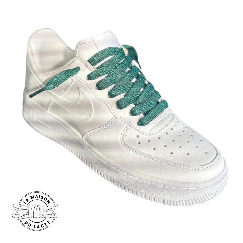 1 paire de lacets paillettes - couleur vert foncé