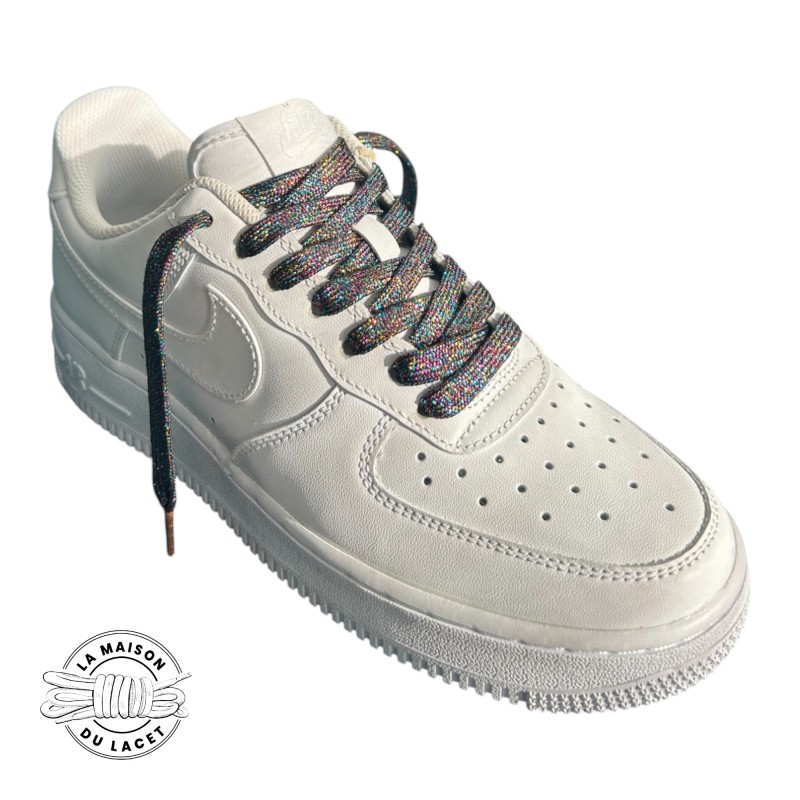 1 paire de lacets paillettes - couleur multicolore foncé