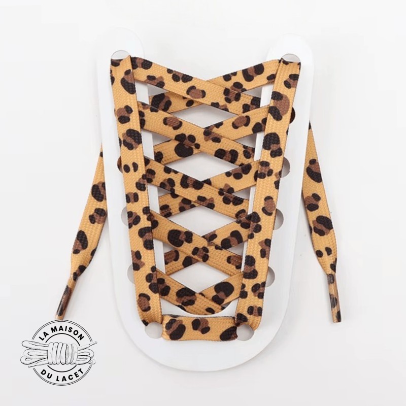 1 paire de lacets plats - motif léopard