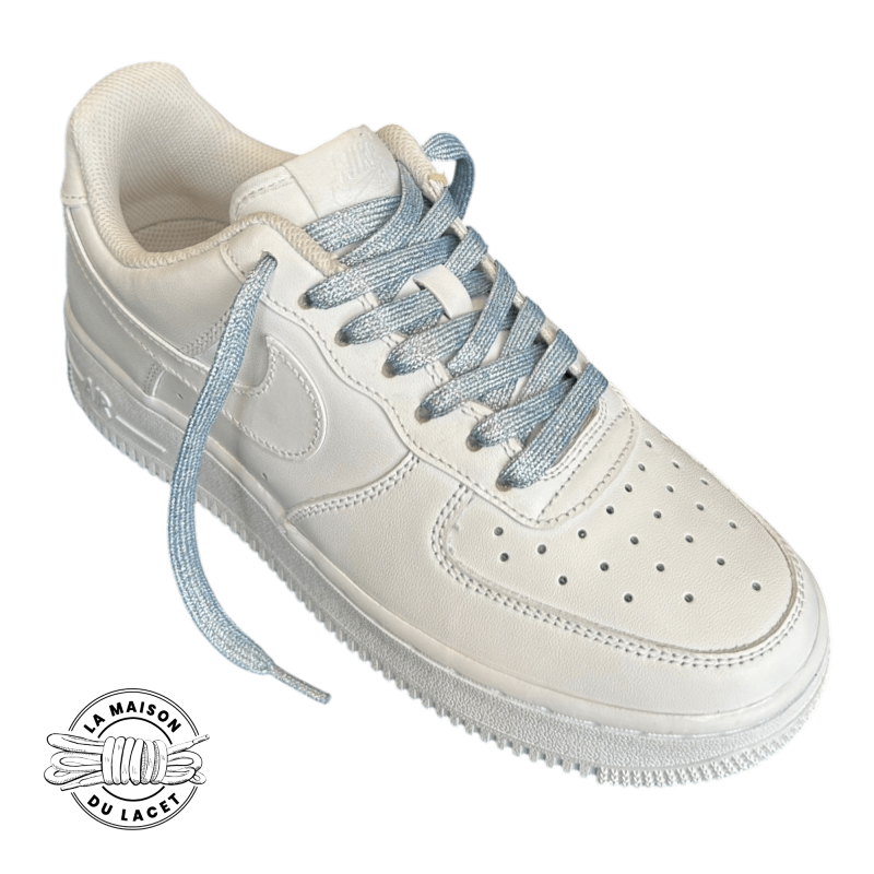 1 paire de lacets paillettes - couleur bleu clair