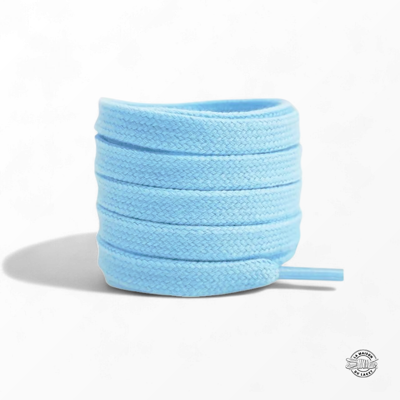 1 paire de lacets plats classiques - couleur bleu ciel