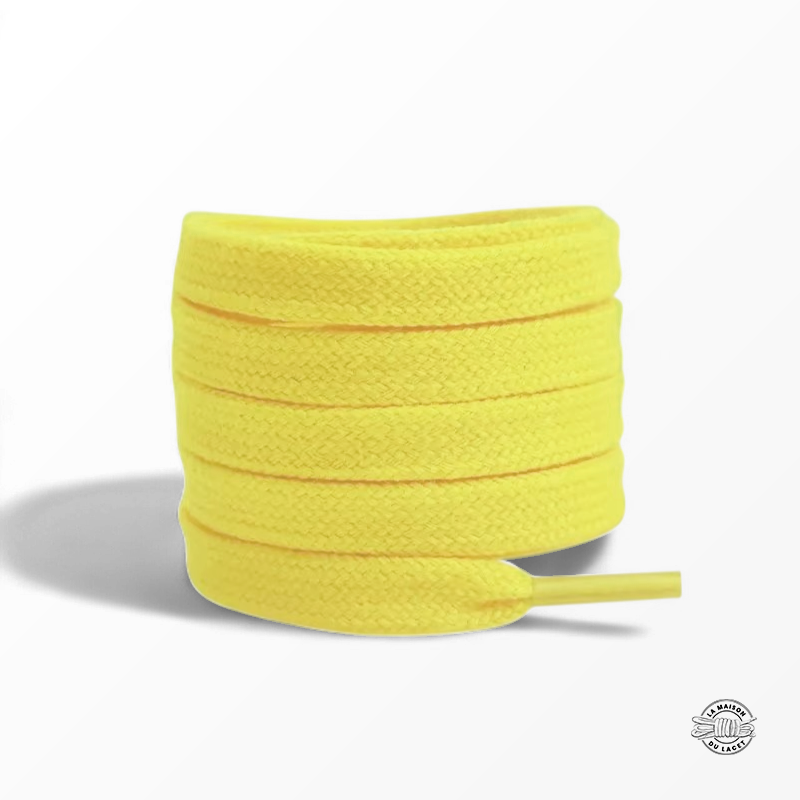 1 paire de lacets plats classiques - couleur jaune citron