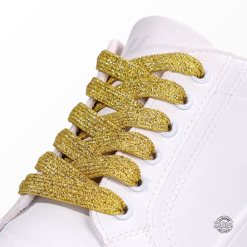 1 paire de lacets paillettes - couleur gold
