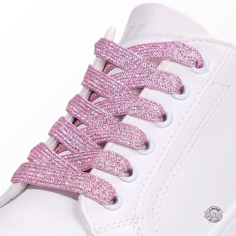 Lacets paillettes roses | La maison du lacet