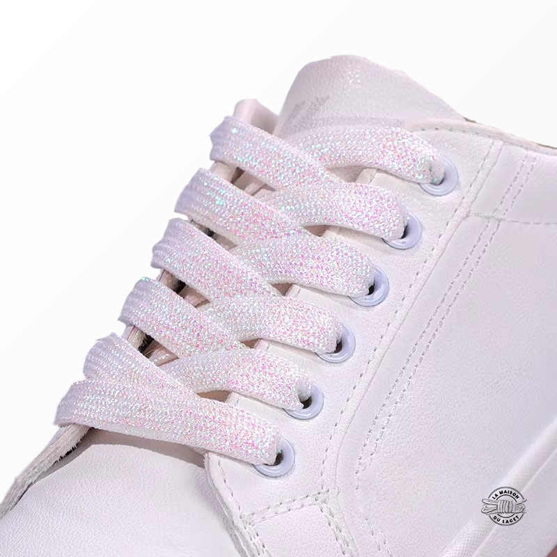 1 paire de lacets paillettes - couleur rose clair