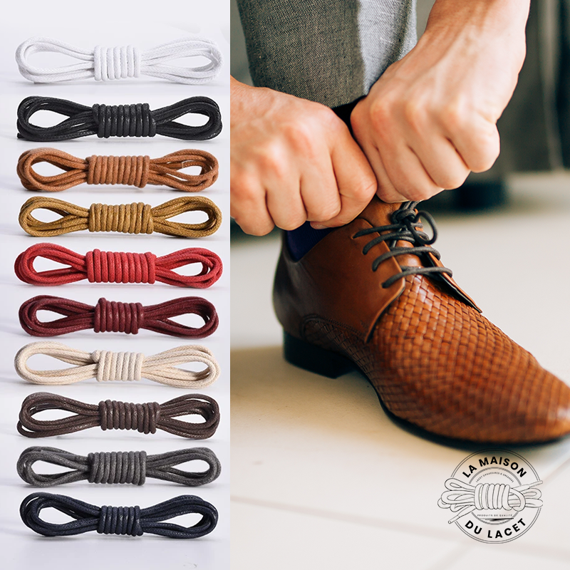 1 paire de lacets en coton ciré rond imperméables - couleur chocolat