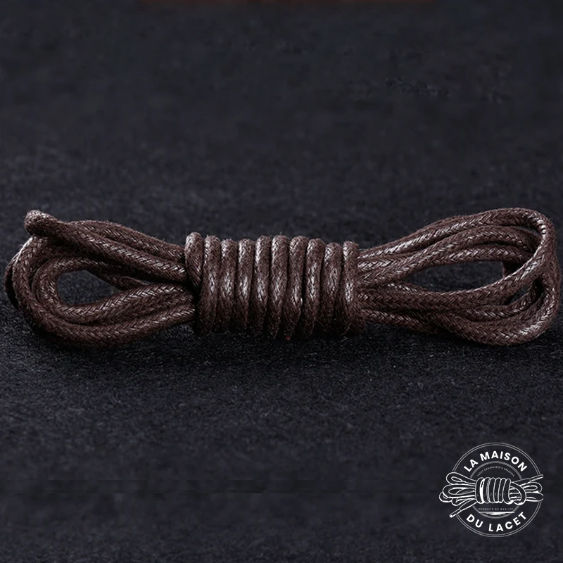 1 paire de lacets en coton ciré rond imperméables - couleur chocolat