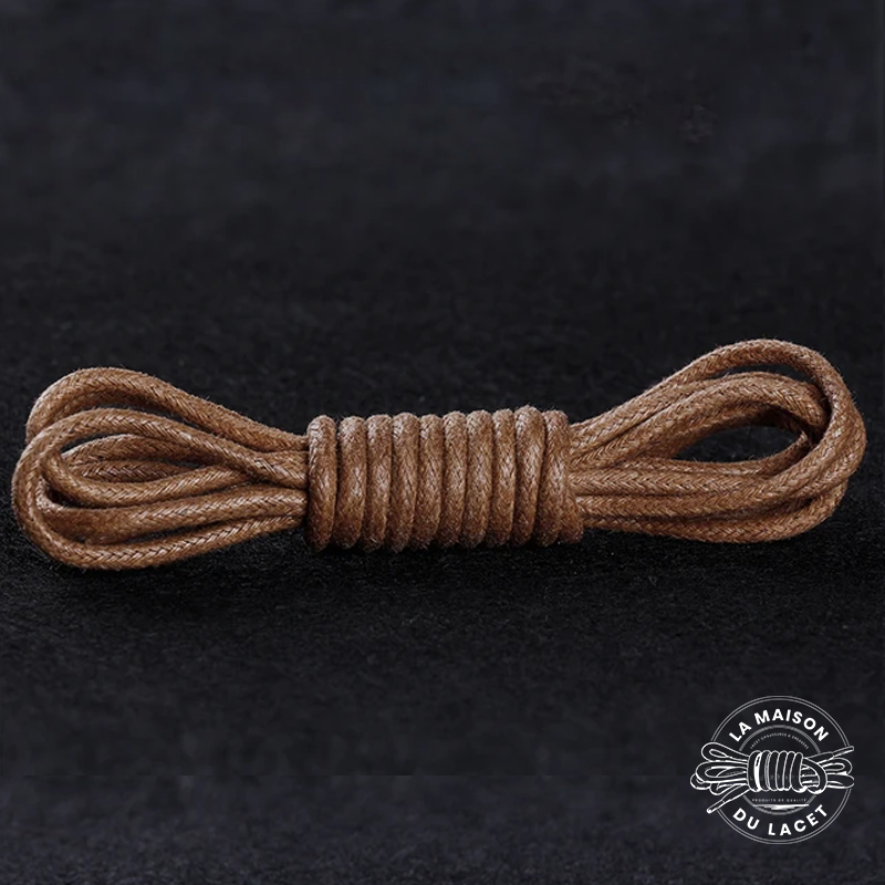 1 paire de lacets en coton ciré rond imperméables - couleur marron