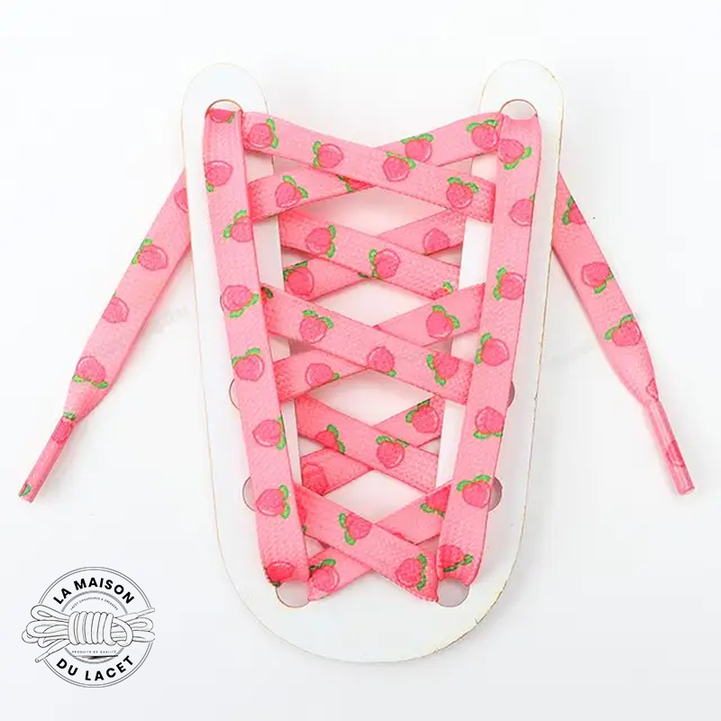 1 paire de lacets plats fruits - couleur rose framboise