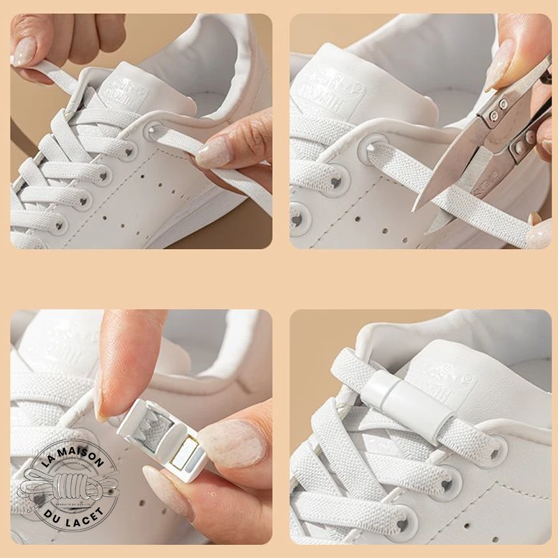 1 paire de lacets élastiques sneakers - couleur crème