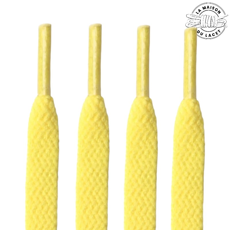 1 paire de lacets plats classiques - couleur jaune citron
