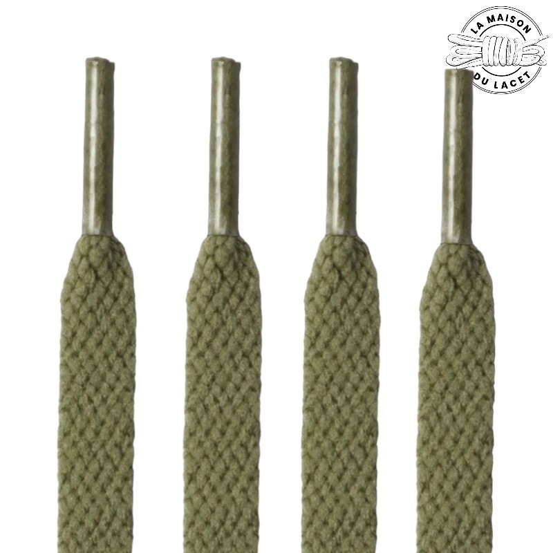 1 paire de lacets plats classiques - couleur vert militaire