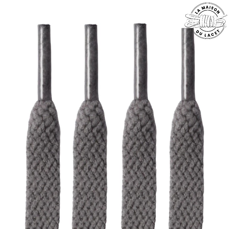 1 paire de lacets plats classiques - couleur gris foncé