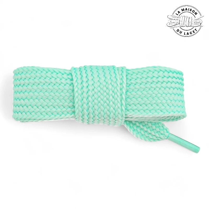1 paire de lacets plats large 2,5cm - couleur vert d'eau